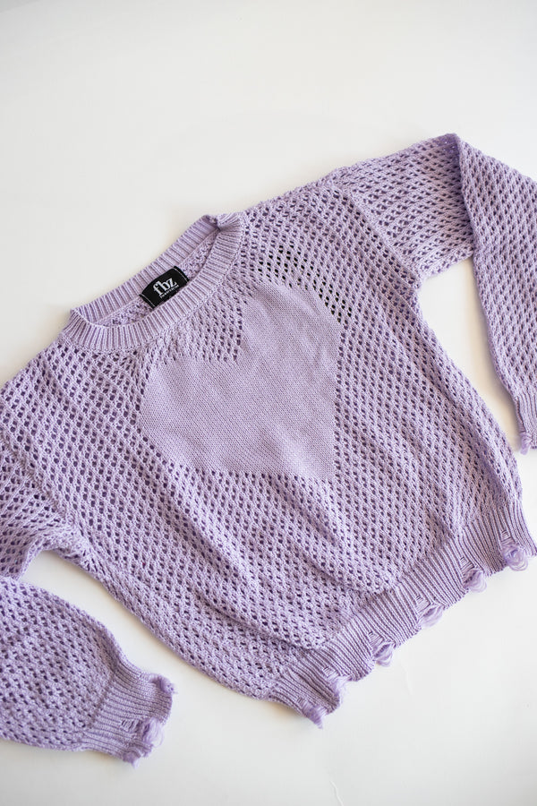 Heart Knit Sweater | Lavender