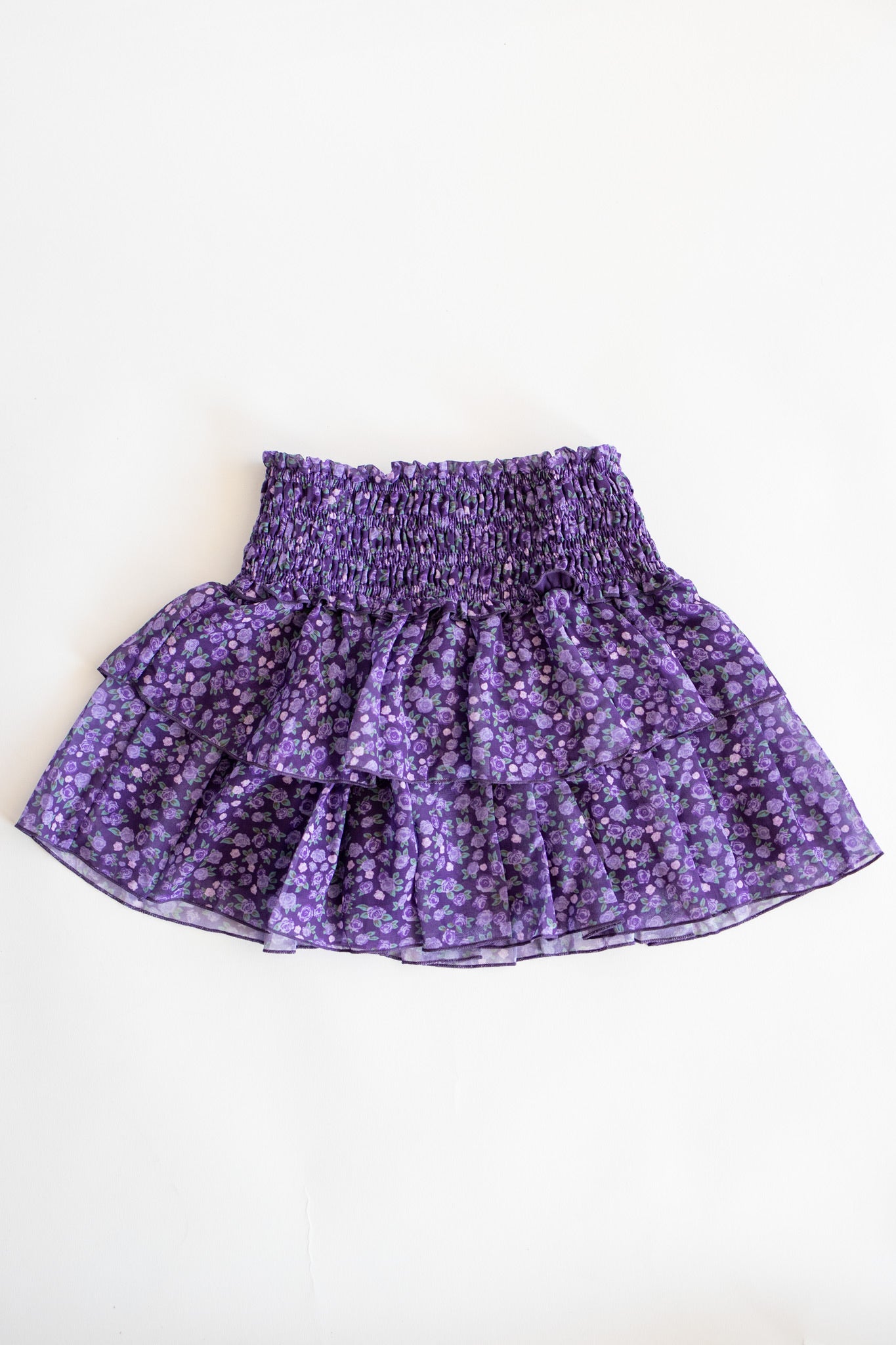 Chiffon Smocked Skirt | Purple Floral