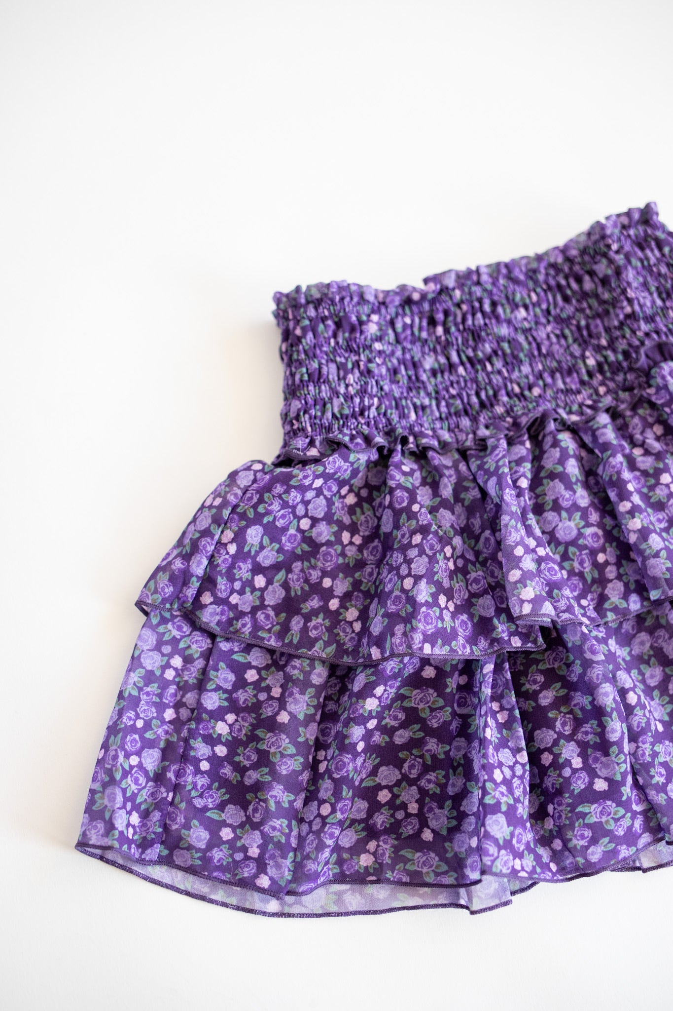 Chiffon Smocked Skirt | Purple Floral