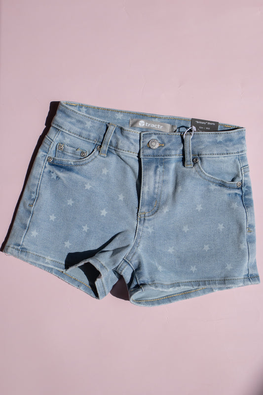 Brittany Mid Rise Short | Light Indigo with All Over Stars