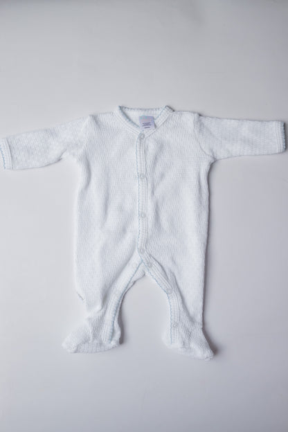 White Knit Footie With Trim Options