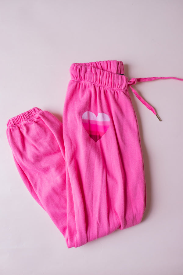 Heart Gathered Sweatpant | Pink