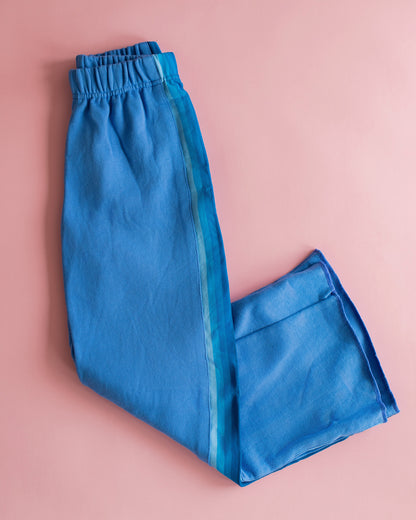 Wide Leg Sweatpant | Malibu Blue with Stripes