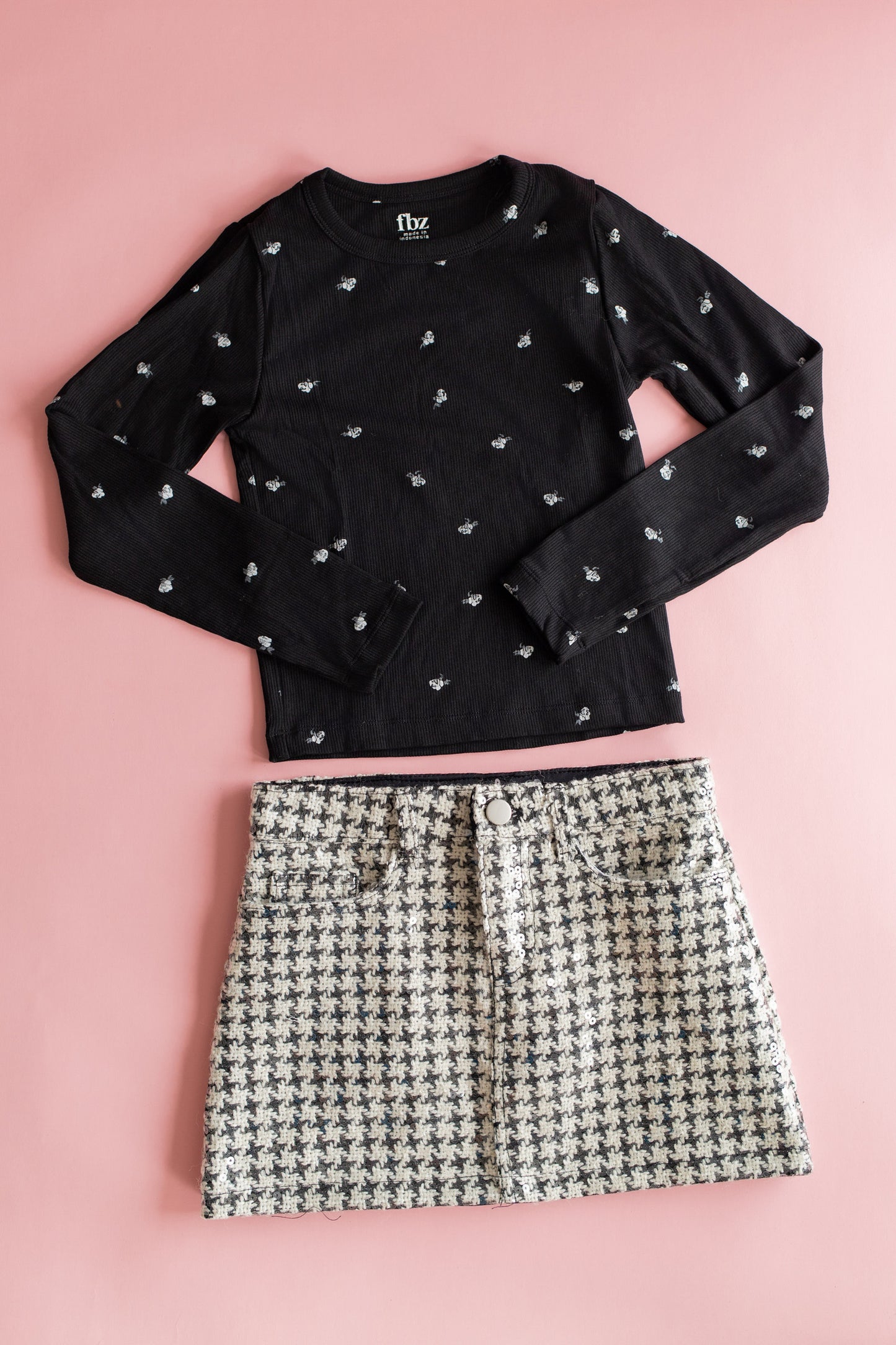 Sequin Mini Skirt | Houndstooth