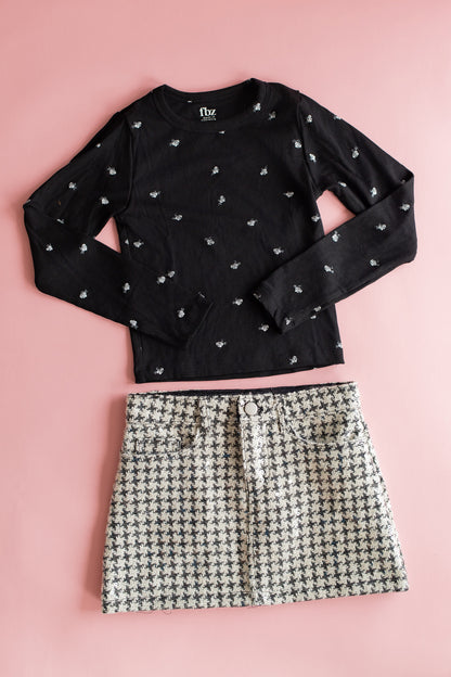 Sequin Mini Skirt | Houndstooth