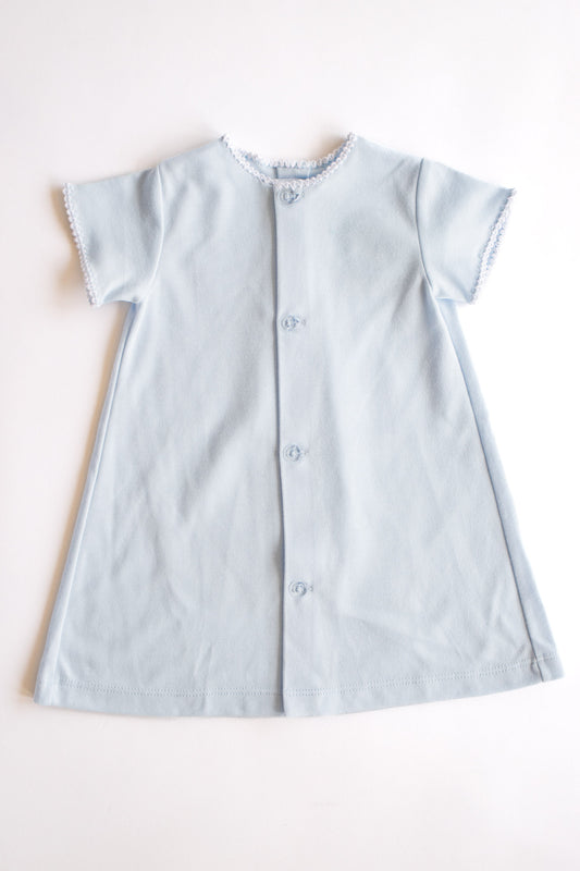 Knit Crochet Trim Short Sleeve Daygown | Blue