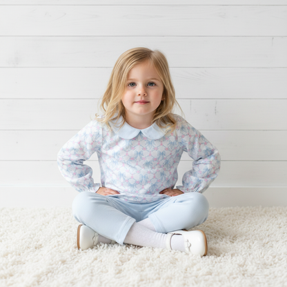 Blue Coquettes Pima Scallop Top Set