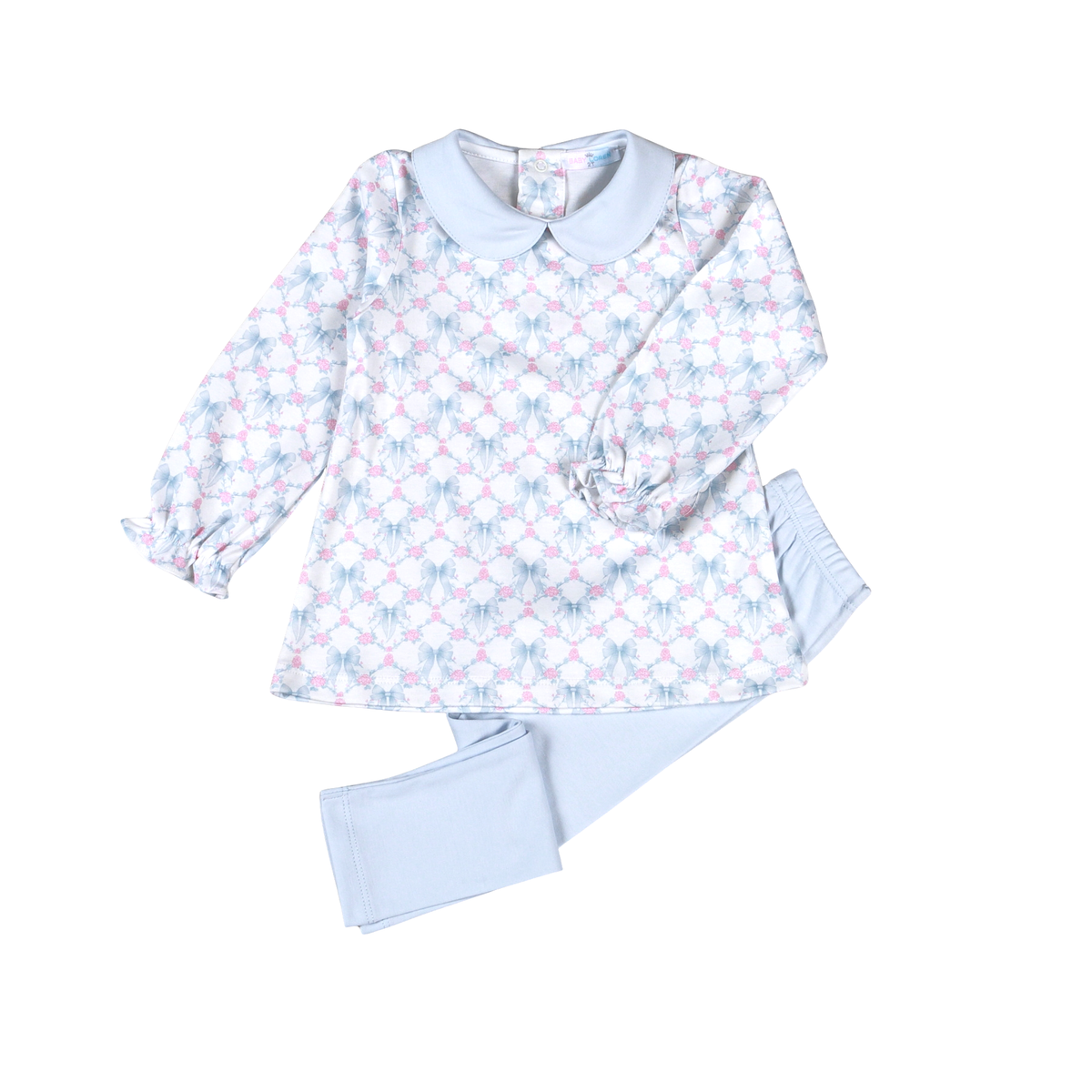 Blue Coquettes Pima Scallop Top Set