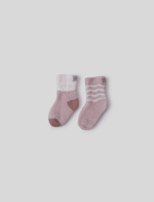 CozyChic Lite Baby Sock Stripe Set | Dusty Rose Multi