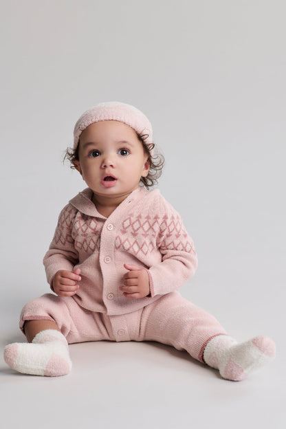 CozyChic Lite Baby Faire Isle Onesie | Dusty Rose Multi