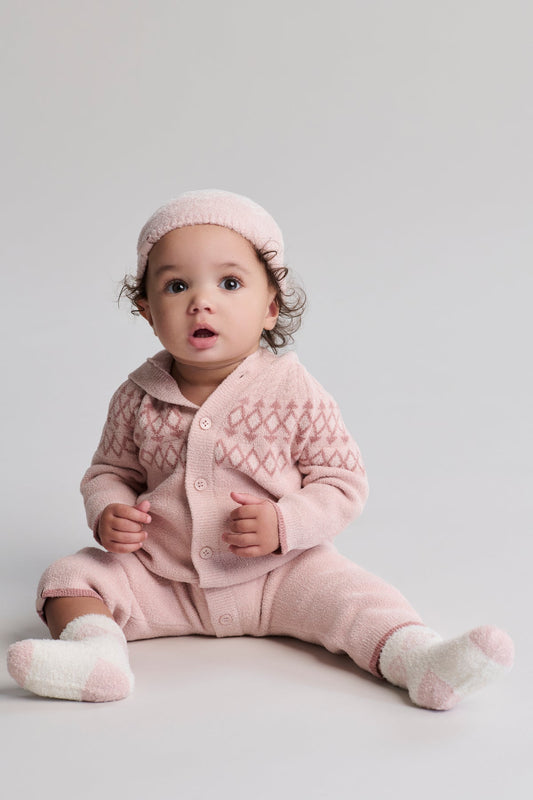 CozyChic Lite Baby Faire Isle Onesie | Dusty Rose Multi