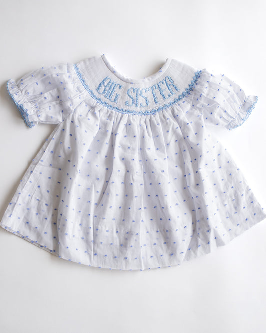 Big Sister Dress | Blue Swiss Dot