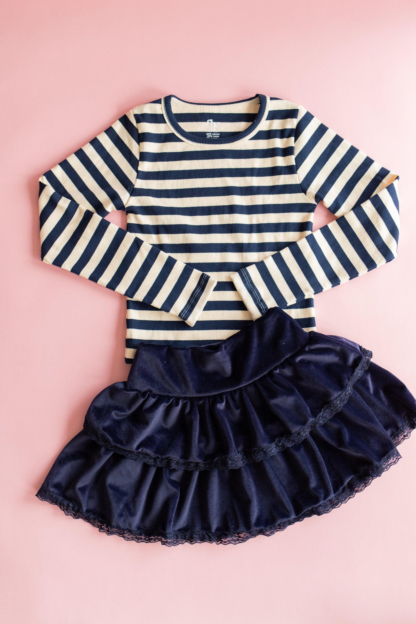 Rib Long Sleeve | Navy and Cream Stripe