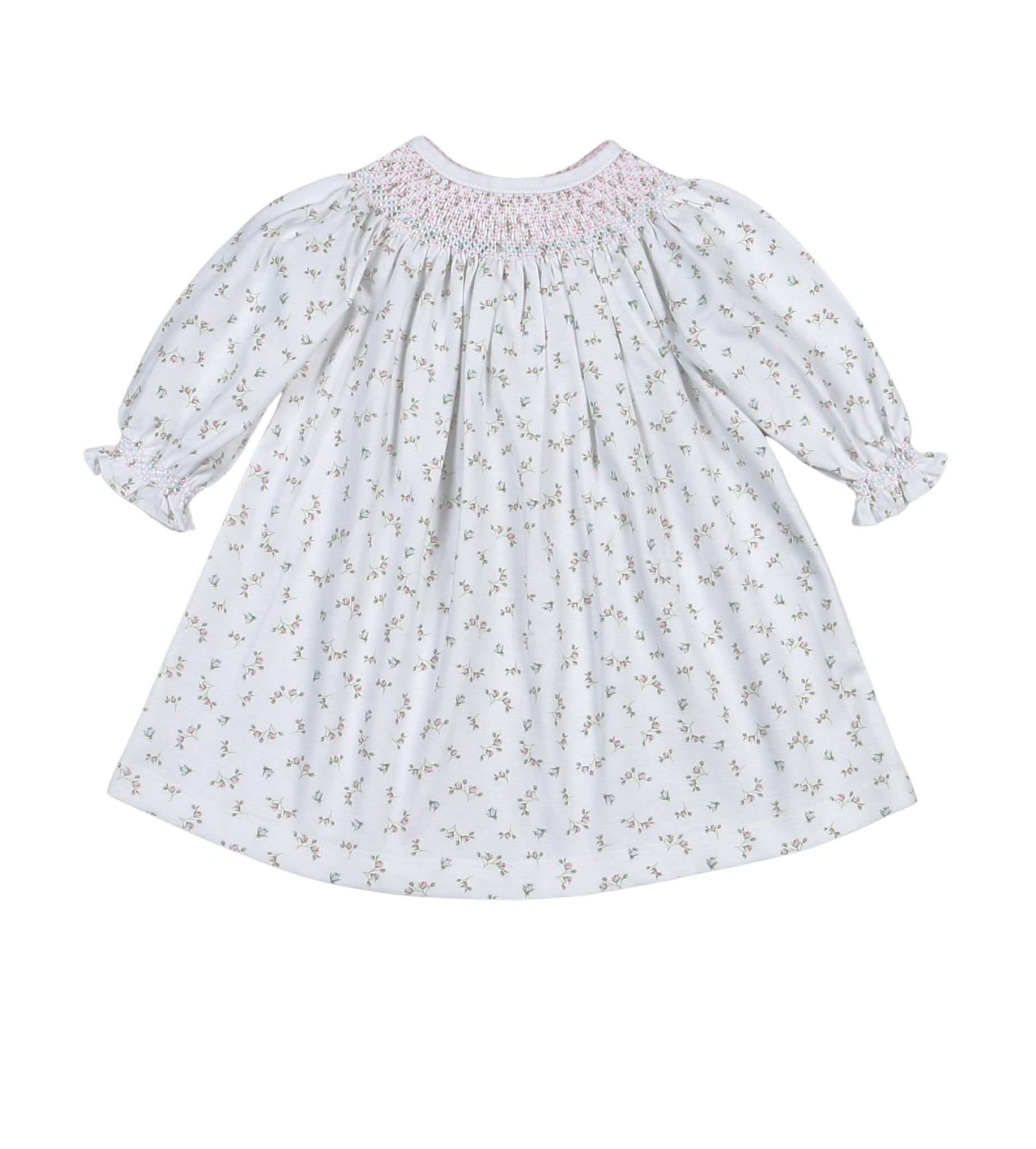 Bella Pink Floral Hand Smocked Bishop Dress