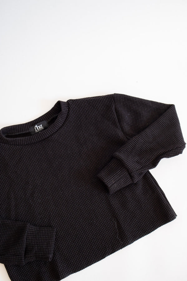 Sparkle Waffle Sweatshirt | Black