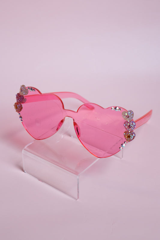 Lover Heart Crystal Sunglasses | Pink