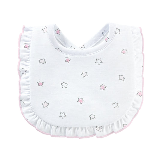 Ruffle Bib | Pink Little Stars