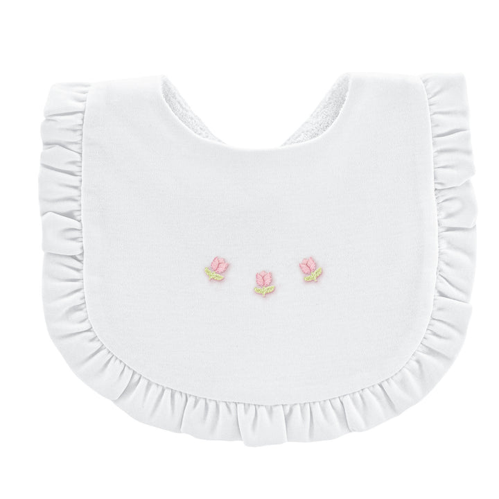 tulips ruffled bib w/embroidery