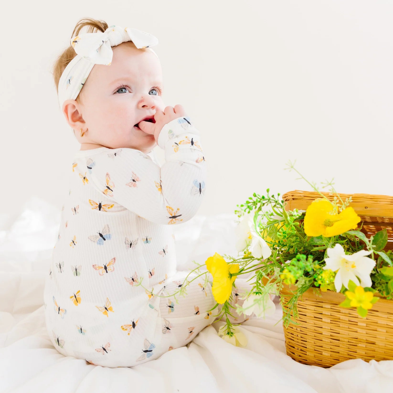 Ribbed Zip Romper | Butterflies