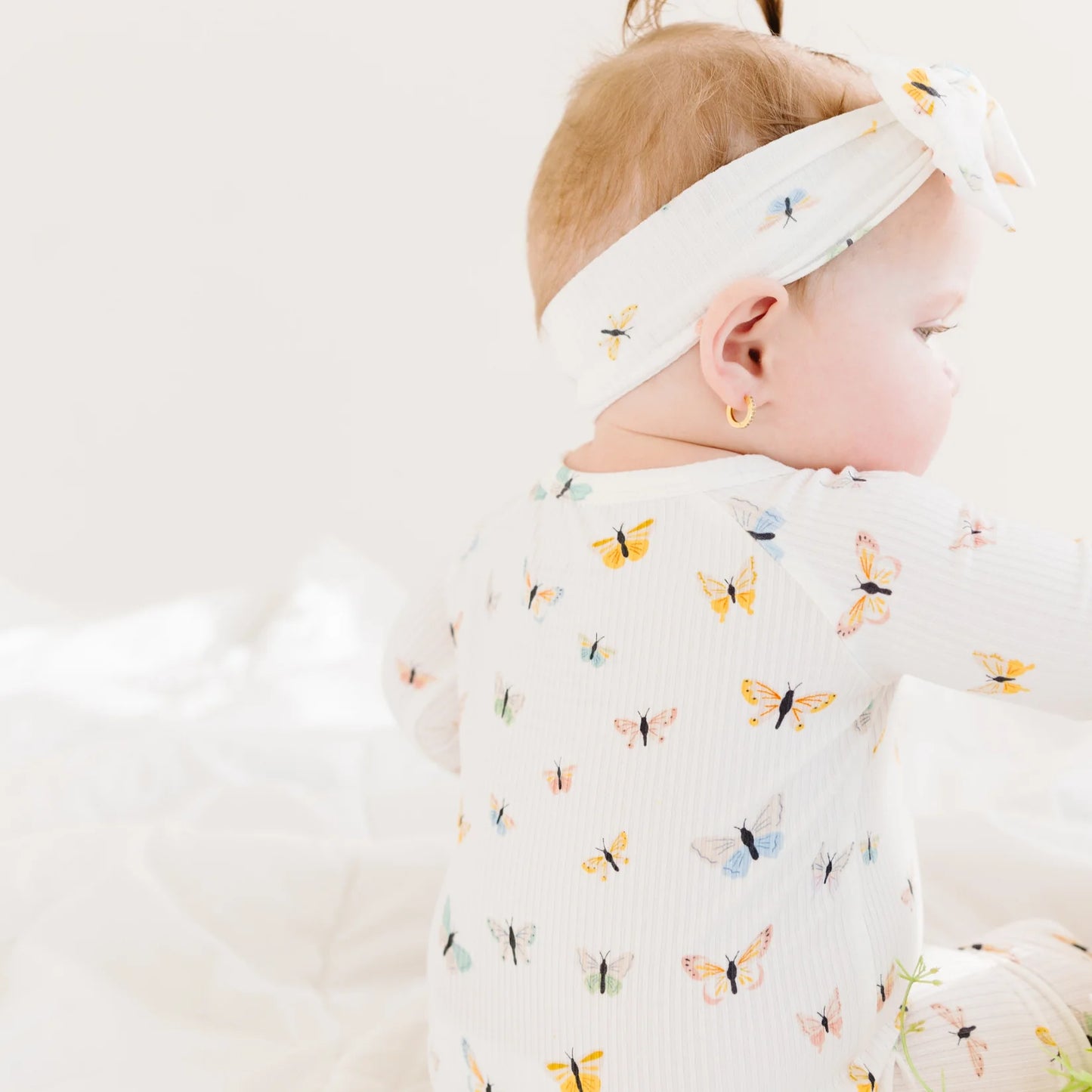 Ribbed Zip Romper | Butterflies