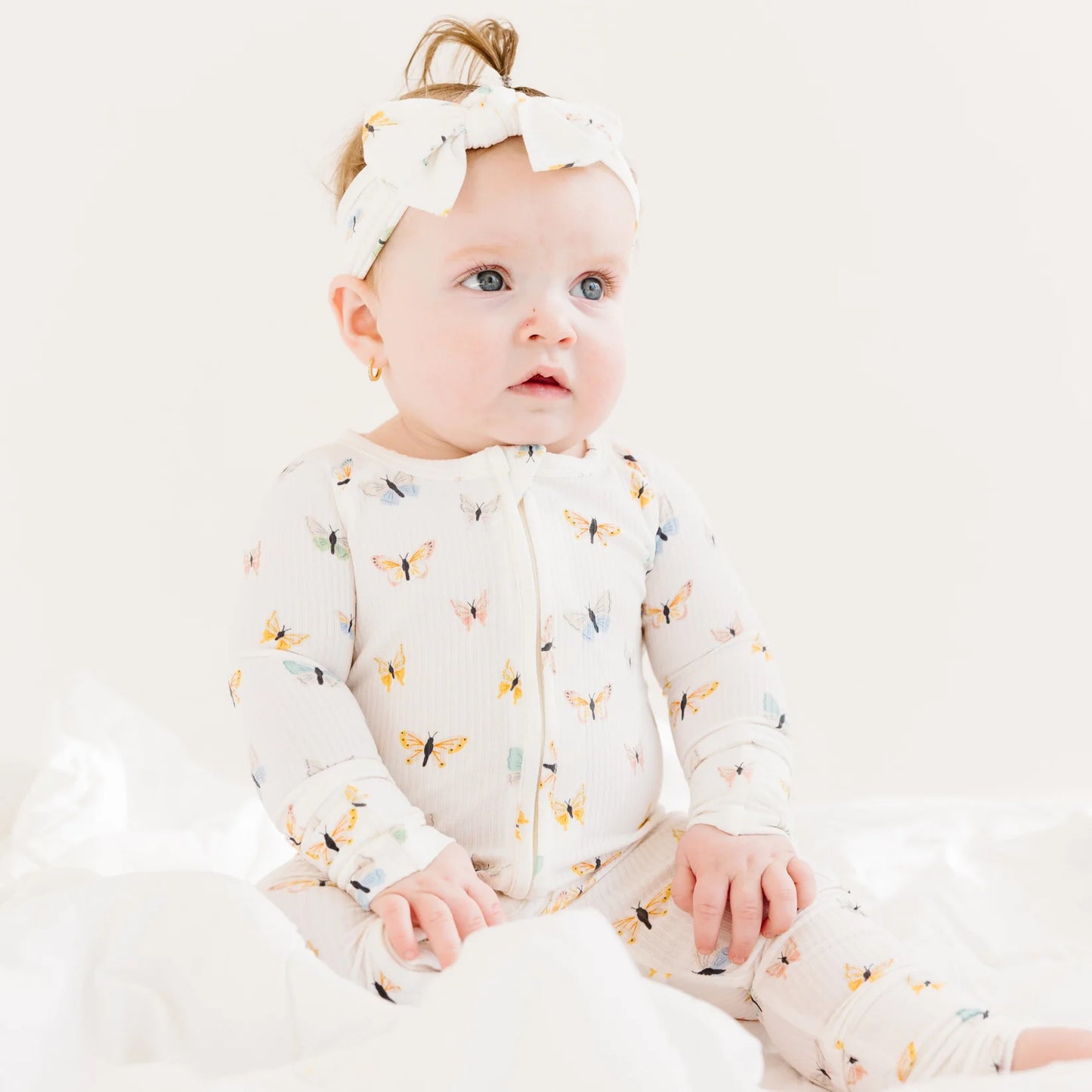 Ribbed Zip Romper | Butterflies