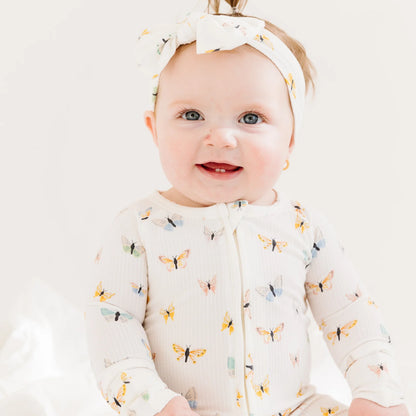 Ribbed Zip Romper | Butterflies