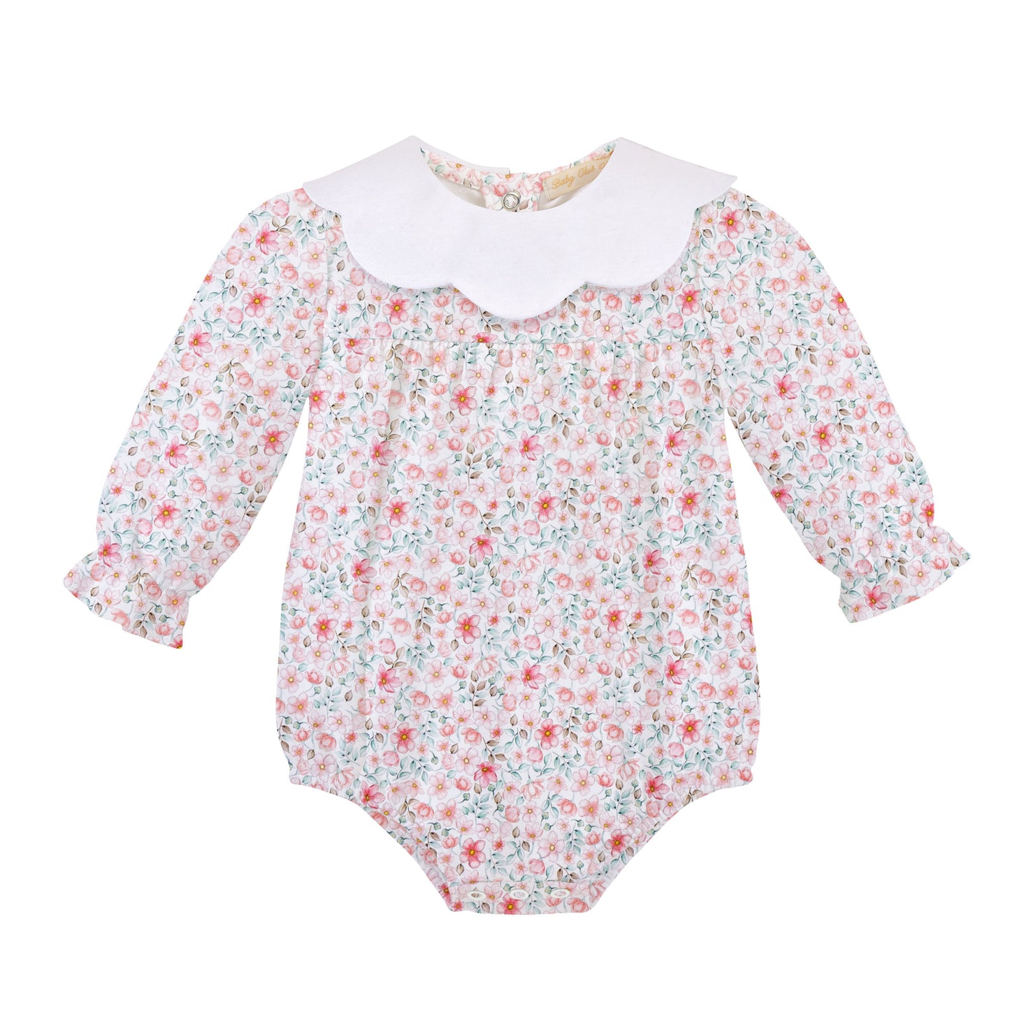 Blushy Buttons Printed Pima Bubble w Scalloped Collar