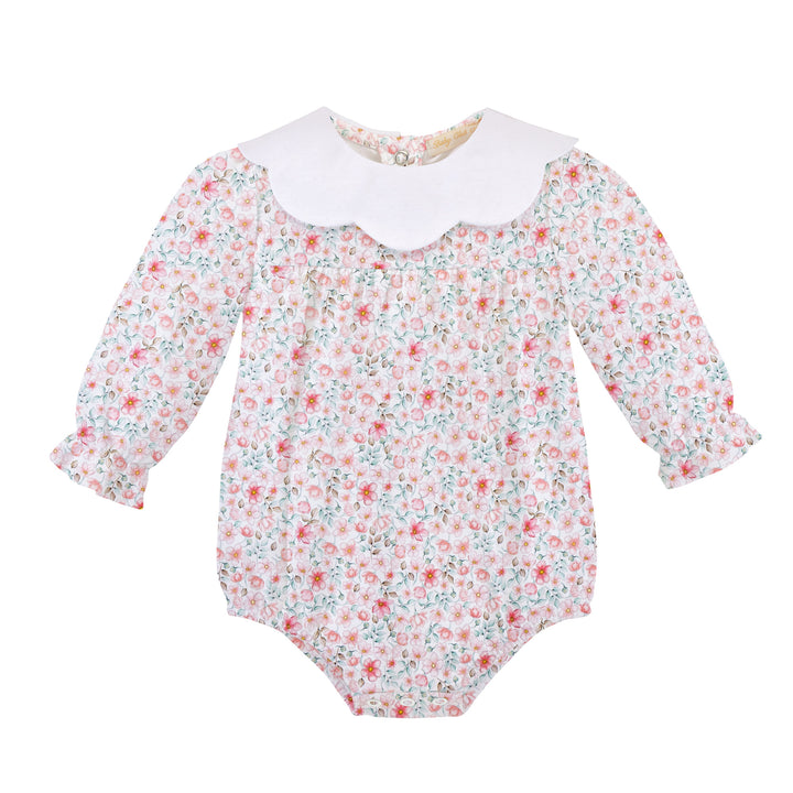 Blushy Buttons Printed Pima Bubble w Scalloped Collar