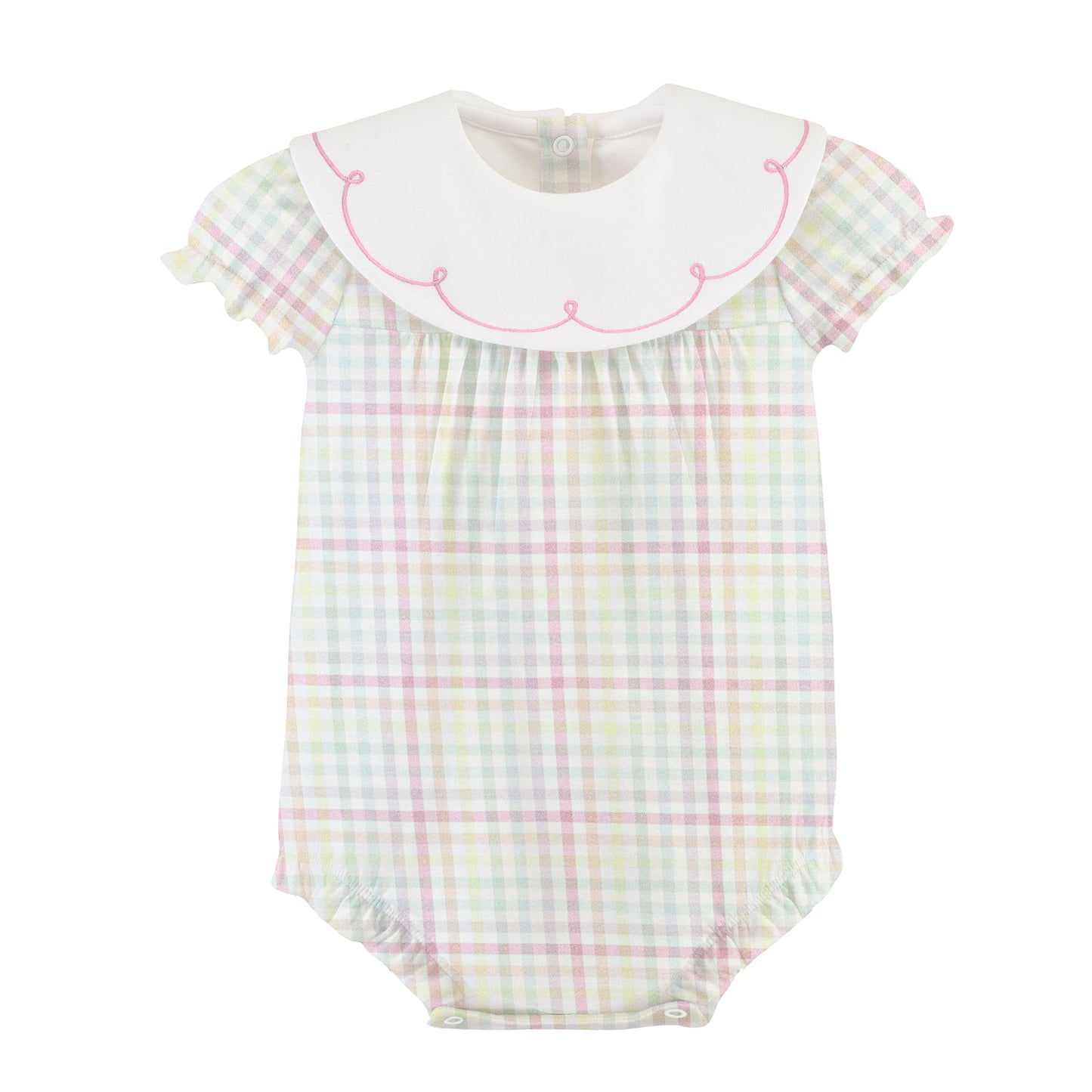 gingham sunshine bubble, embroidered collar