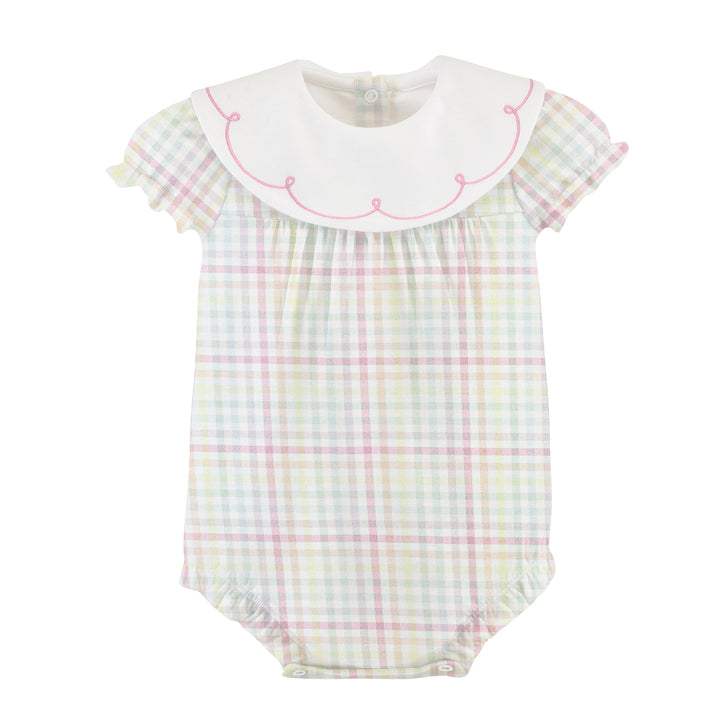gingham sunshine bubble, embroidered collar