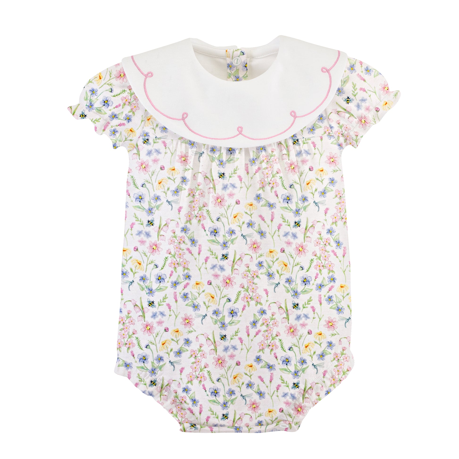 summer blooms bubble, embroidered collar