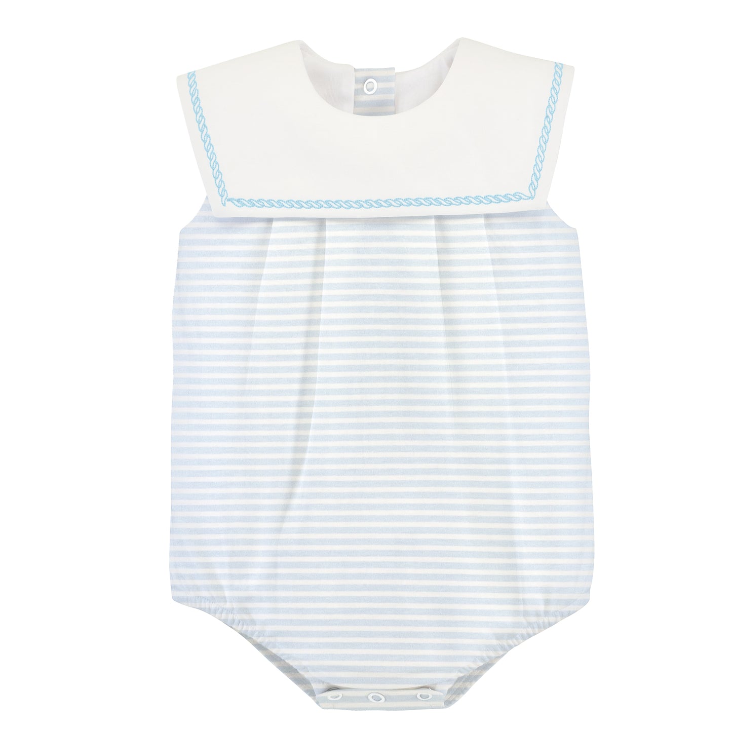 Printed Sailor Bib Bubble | Light Blue Stripes