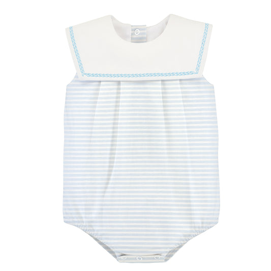 Printed Sailor Bib Bubble | Light Blue Stripes