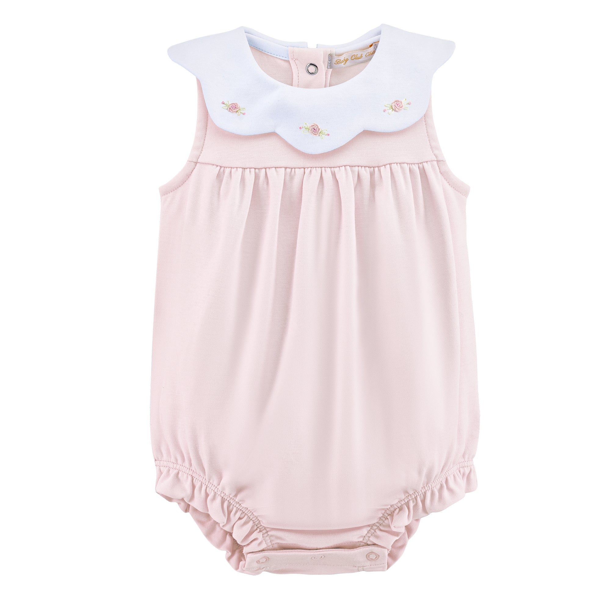 sweet roses pink bubble bib bubble w/ embroidery
