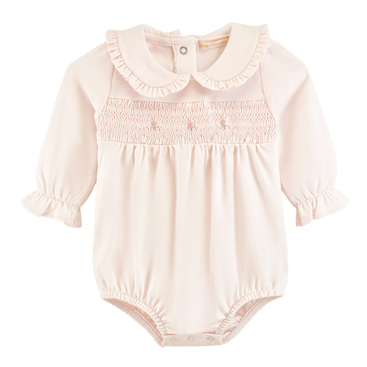 Smocked + Collared Bubble w/ Embroidery | Sweet Roses
