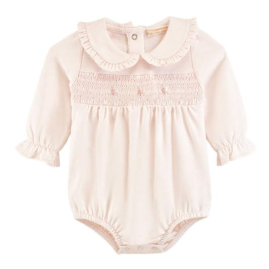 Smocked + Collared Bubble w/ Embroidery | Sweet Roses