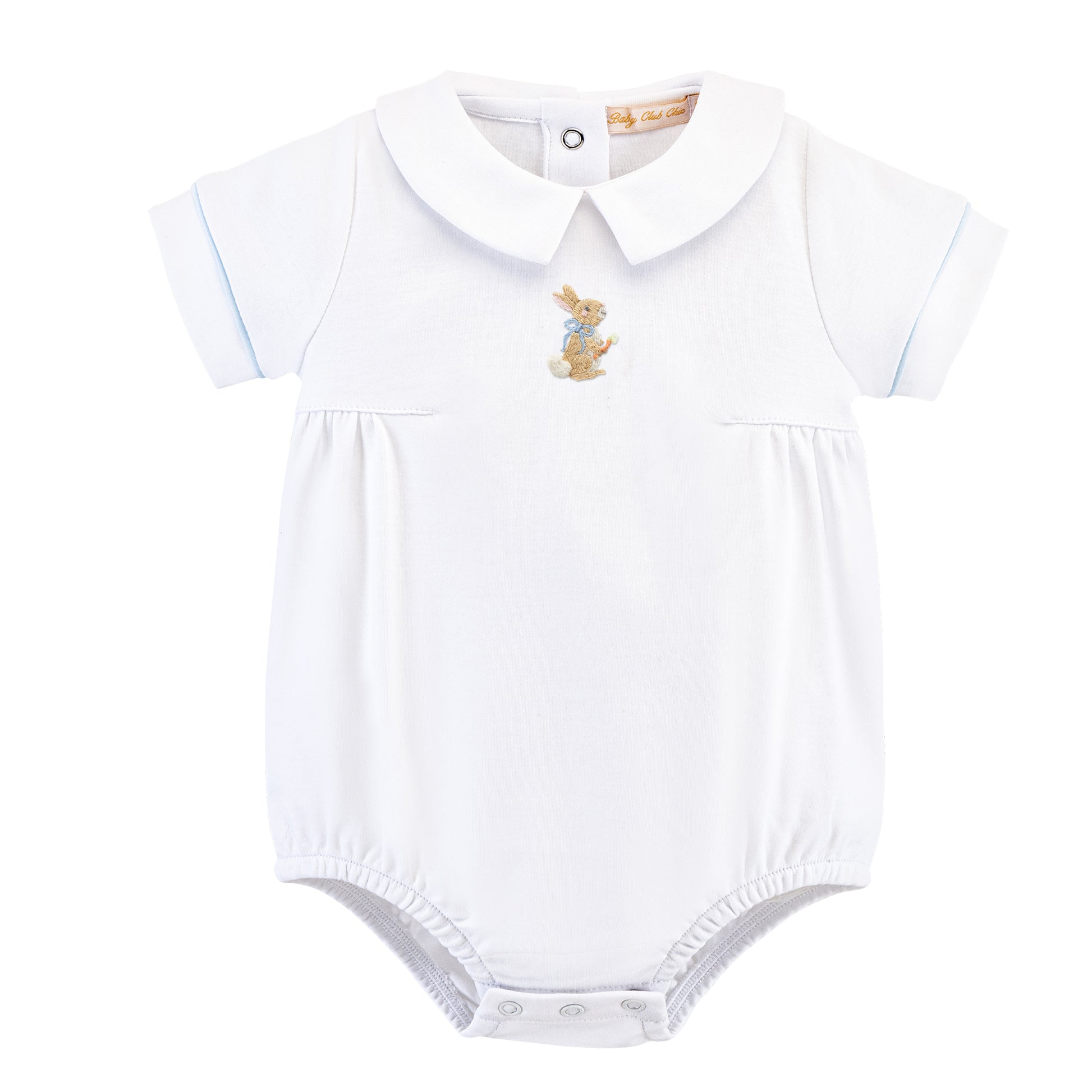 little hop - boy light blue bubble w/ embroidery