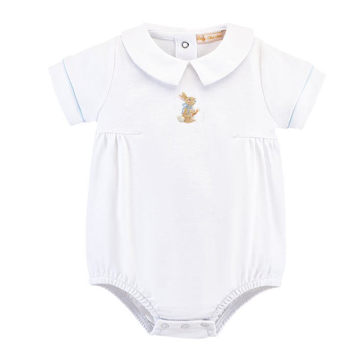 little hop - boy light blue bubble w/ embroidery