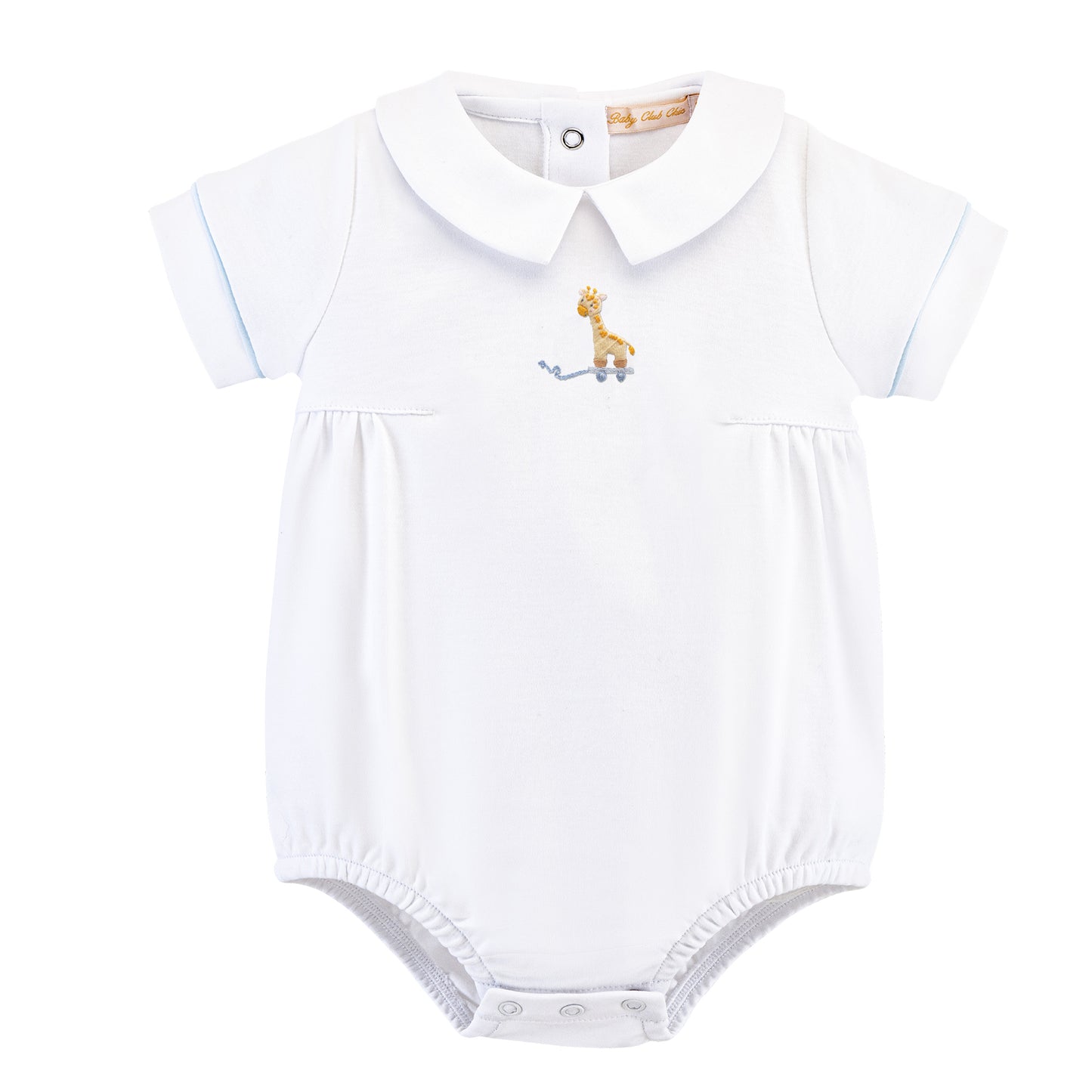 tiny giraffe - boy light blue bubble w/ embroidery