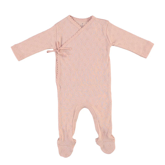 Bebe Heart Wrap Overall | Blush Heart Pointelle