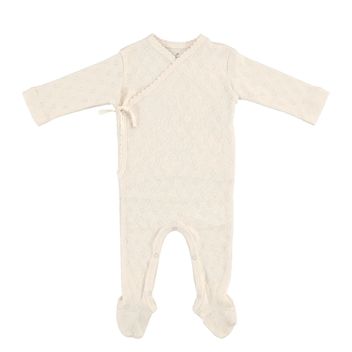 Bebe Heart Wrap Overall | Natural Heart Pointelle