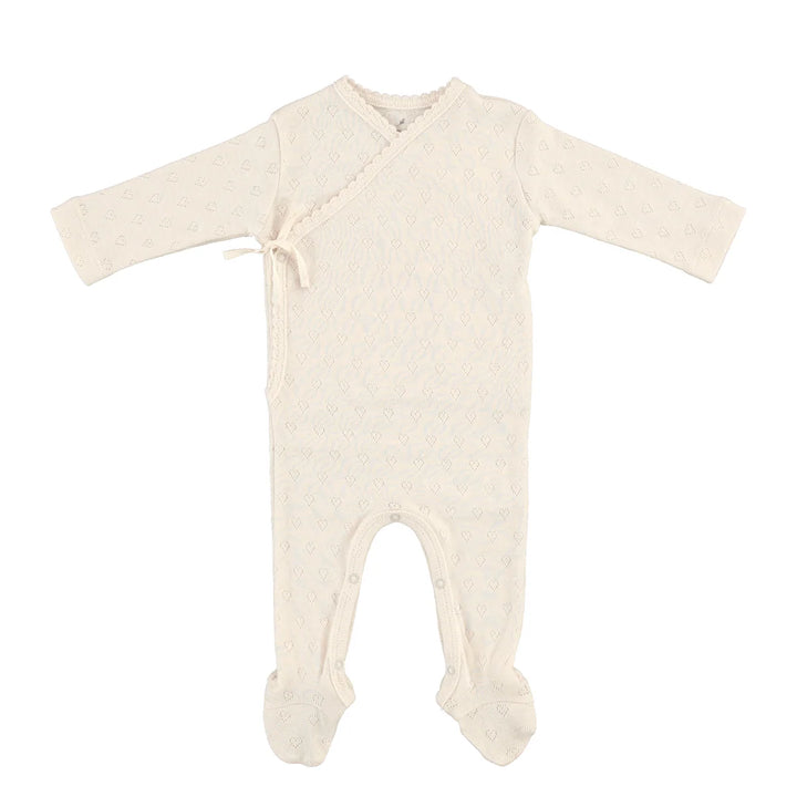 Bebe Heart Wrap Overall | Natural Heart Pointelle
