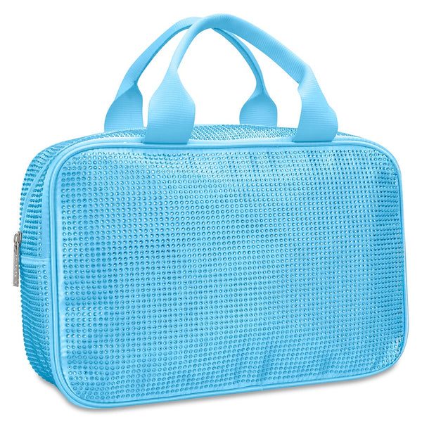 Blue Rhinestone Large Cosmetic Bag