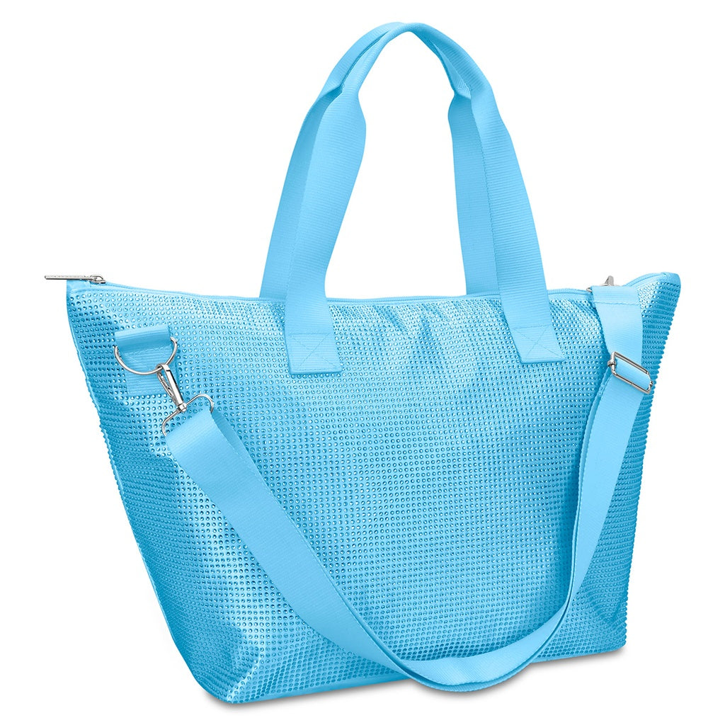 Blue Rhinestone Overnight Bag