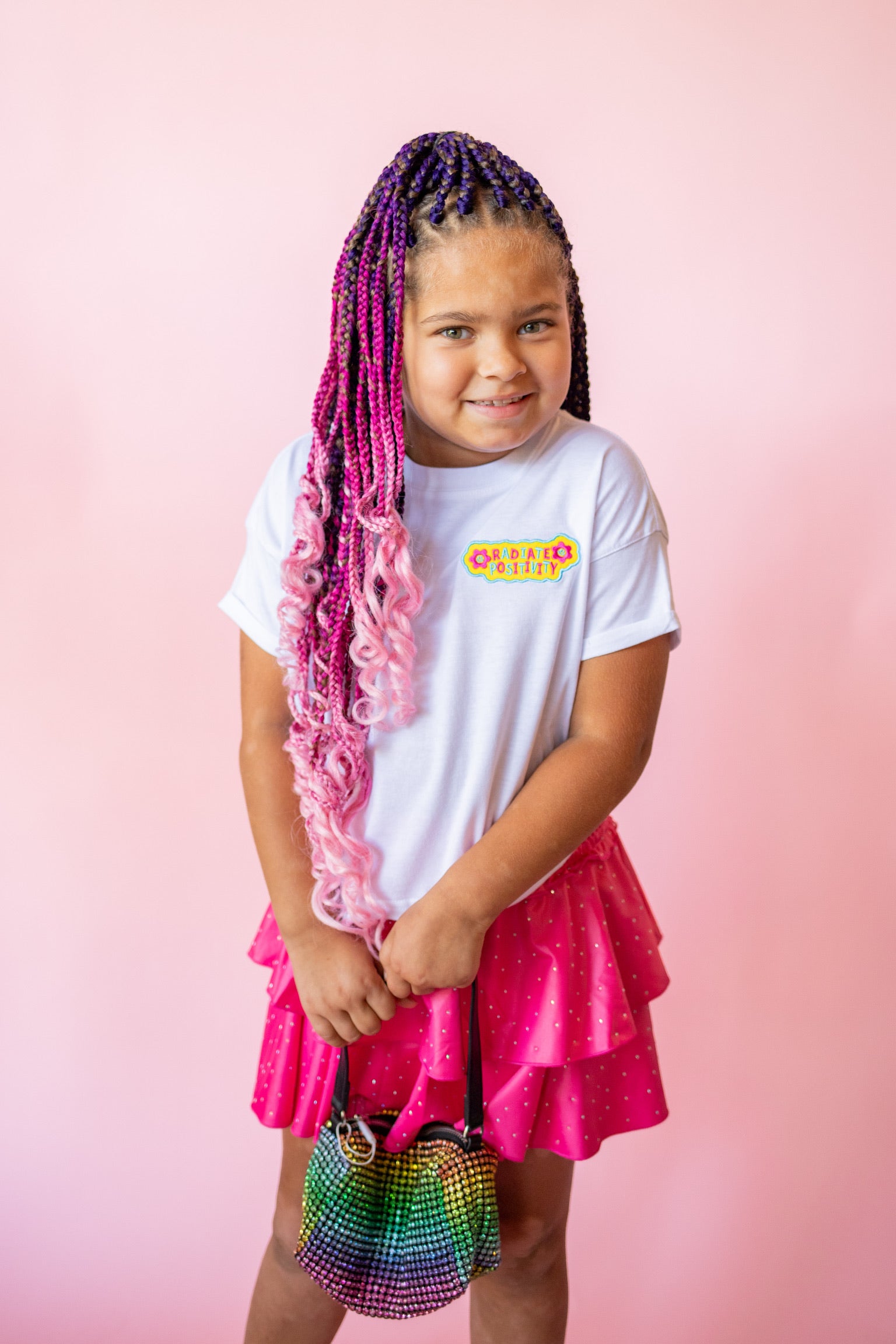 Tiered Pleather Studded Skirt | Pink