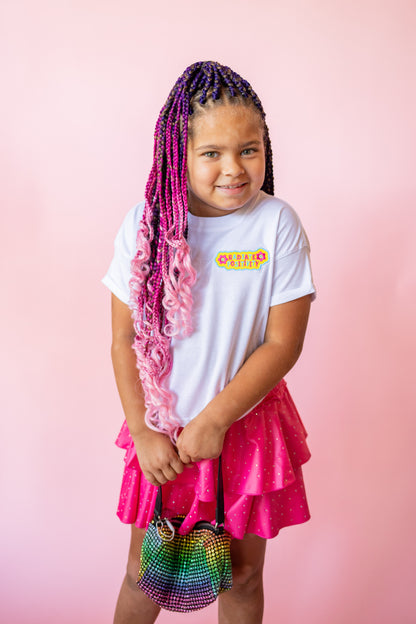 Tiered Pleather Studded Skirt | Pink