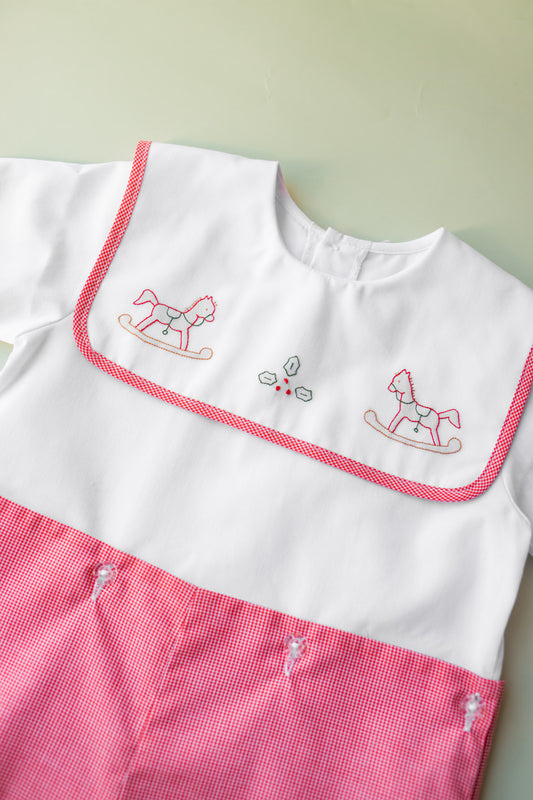 Red Check Christmas Horse Boy Suit