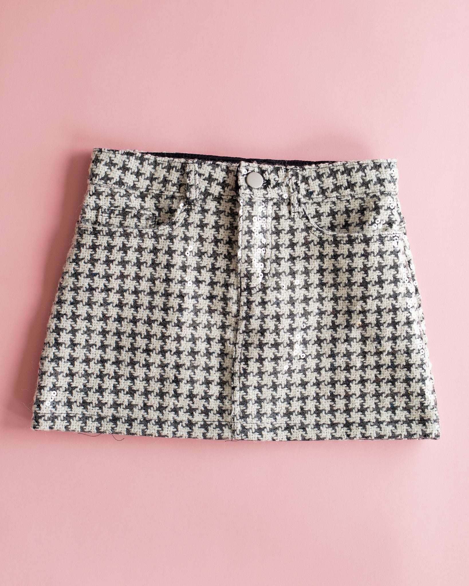 Sequin Mini Skirt | Houndstooth