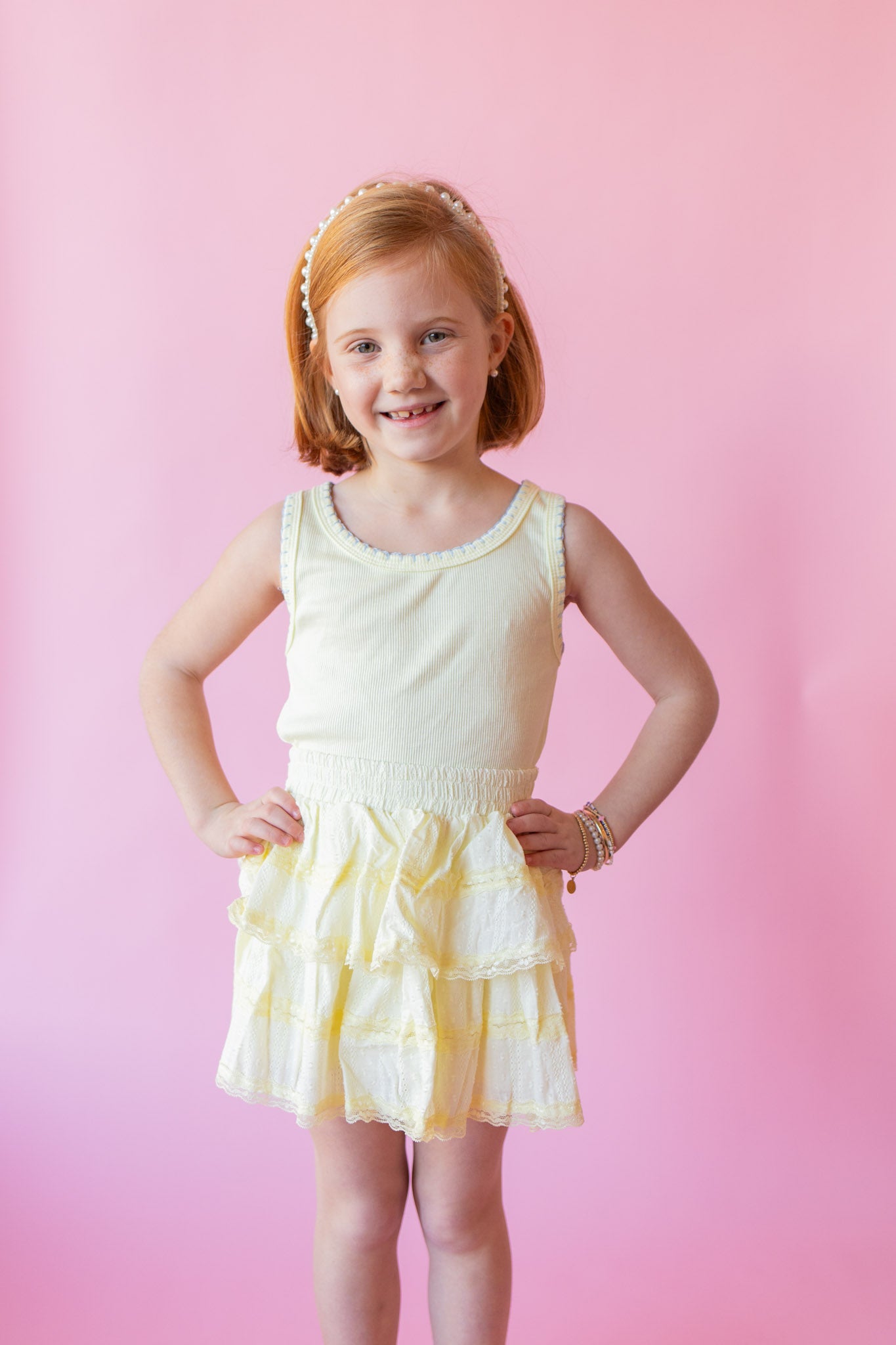 Crochet Trim Ribbed Tank | Yellow