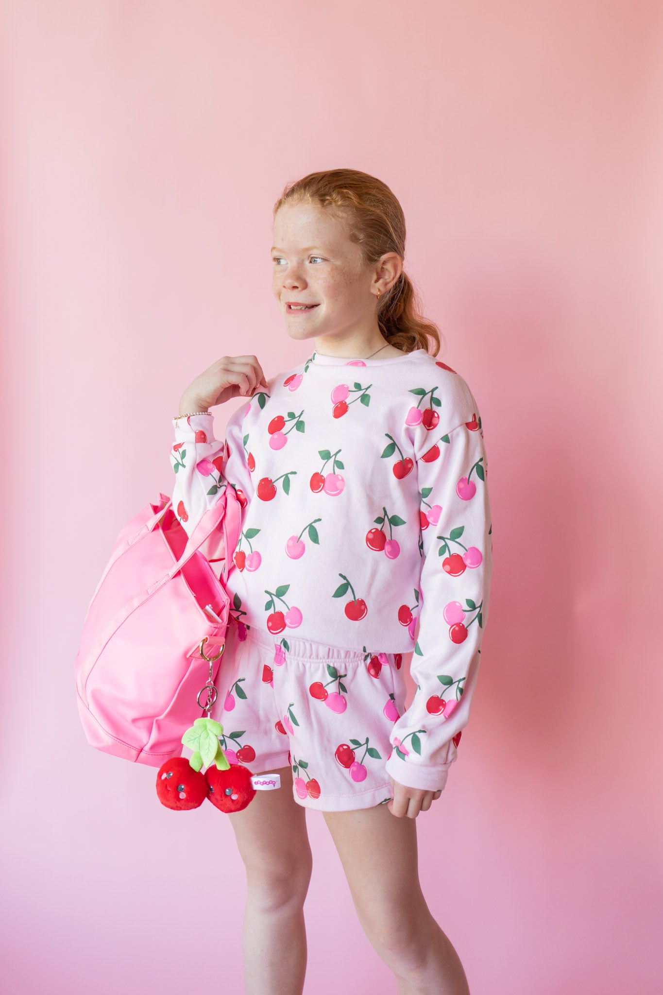 Cherry Print Sweatshort | Pink Cherry